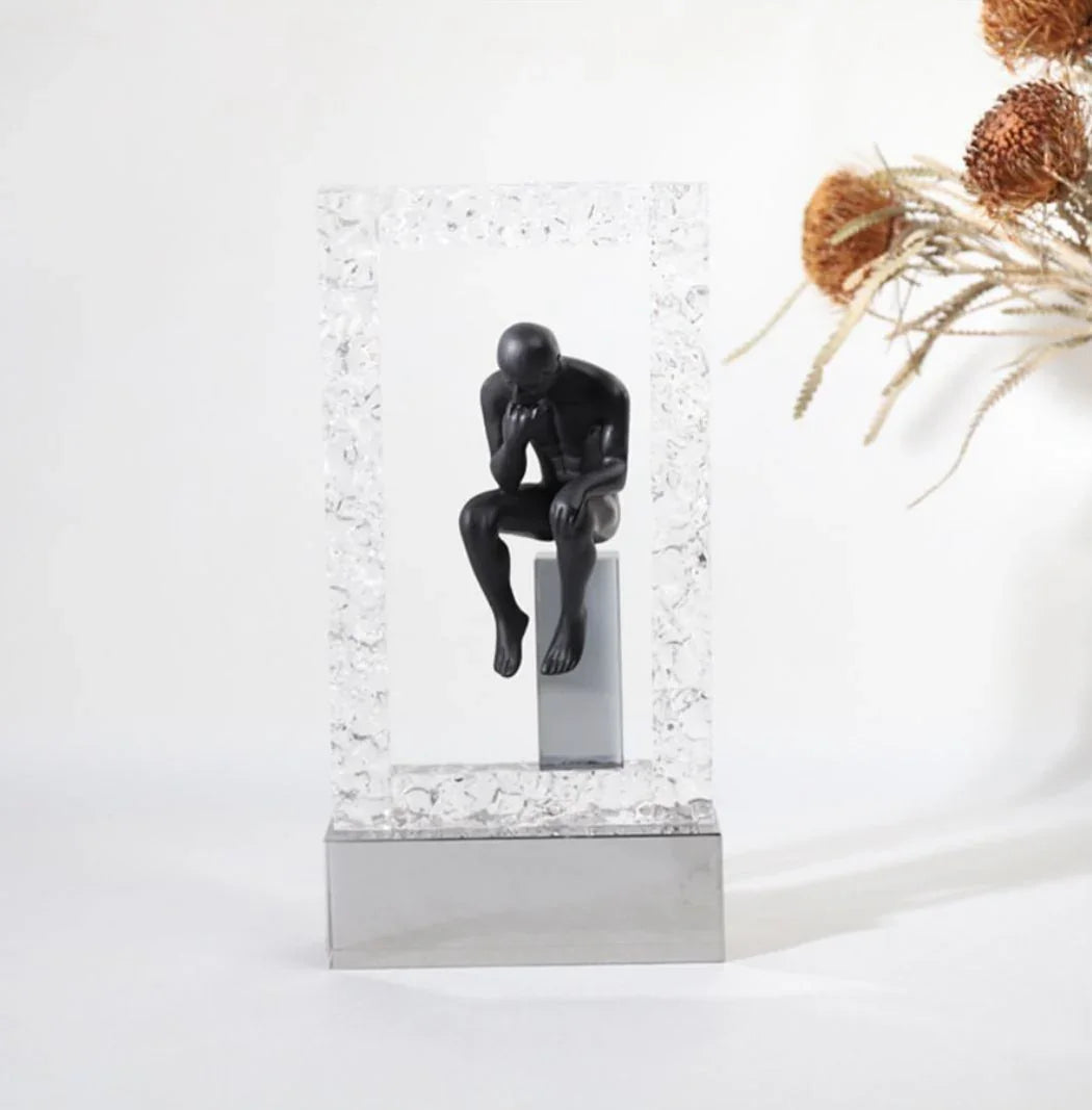 Human in a crystal window of thought